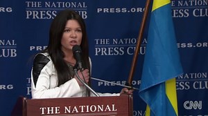 Ukraine pop star sings national anthem
