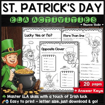St. Patrick's Day ELA Activities for 1st Grade | Grammar, Phonics & Word Work