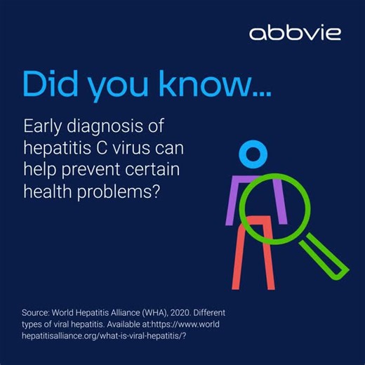 1.1K views · 23 reactions | Symptoms of hepatitis C virus (#HCV) may include fever, fatigue, loss of appetite, dark urine, joint pain or jaundice. However, 80% of people infected may not initially show symptoms. Watch to learn the benefits of early diagnosis. [Video description: On-screen text reads, “Did you know… Early diagnosis of hepatitis C virus can help prevent certain health problem? Did you know…It can also help to prevent transmission of the virus?”] | AbbVie | Facebook
