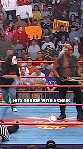 DEADLOCK on Instagram: "A fan in a Sting mask hits the ring before Hogan gets splashed with red liquid 😂"