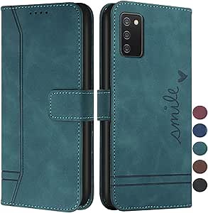 Wallet Case for Samsung Galaxy A02S, Galaxy A02S Case with Card Holder Leather Flip Case with Kickstand Magnetic Full Protection Compatible with Samsung Galaxy A02S Smile Green
