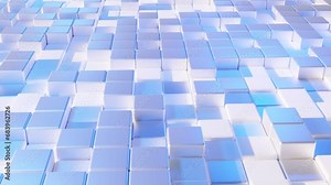 3d Abstract Background with Cubes . 3d cubes glass and white background illustration rendering . 4k video looping