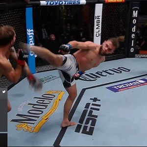 Wheel kick KO!! Rafael Fiziev added to his highlight reel last night at #UFCVegas44 | UFC
