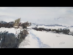 How to paint a simple winter landscape with snow fast and loose