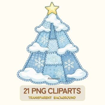 Snowy Pastel Tree PNG • 21 Digital Clipart Files