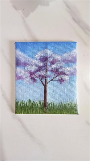 "Whispers of Spring” Easy painting for beginners🎨#art #painting #acrylicscenery #shorts #nature