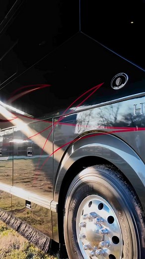 Now this is a sweet package with matching stacker trailer that has its own air ride and AC units. #prevost #RV #travel #luxurytravel #Featherlite | Mayan Shah