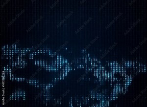 World Map Shown in Binary Code Pattern. Blue Matrix numbers, zero, one. Stock Video