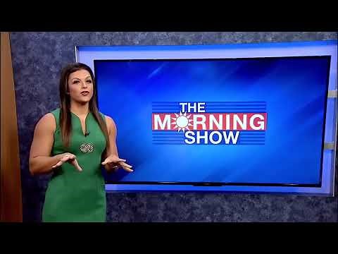 Strong muscle woman with big arms, tv anchor