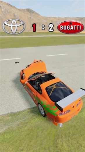 $60,000 Toyota Supra vs $3,000,000 Bugatti Chiron 😱 UNFAIR? #beamng #carbattle #gaming #carshorts