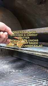 383K views · 8.6K reactions | this is what i made as a private chef in beverly hills grilled salmon zucchini-carrot fritter feta-yogurt sauce pickled red onions tomato-cucumber salad balsamic vin #personalchef #privatechef #cooking #food #justahumblecook | Justahumblecook | Facebook