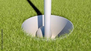 Golf. Animation of golf ball falling into a hole