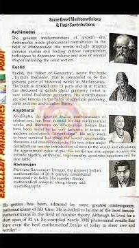 Some great mathematicians and their contributions