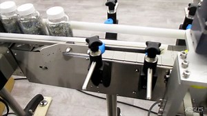 Aesus Delta Wrap labeler with bottle separator & Chain aligner