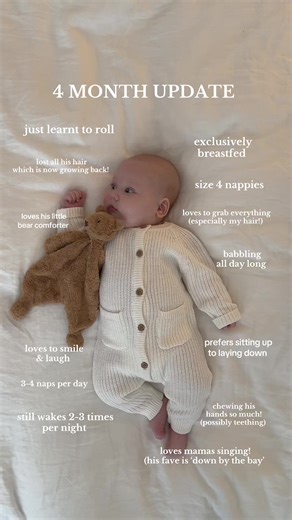 4 Month Baby Development Milestones and Updates 🧸