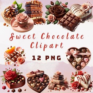 Sweet Chocolate Clipart – 12 PNG Bundle for Valentine & Chocolate Day - Etsy