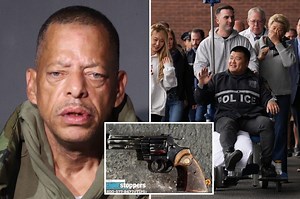 Hero cop who gunned down violent career criminal after getting shot is wheeled out of NYC hospital to rousing applause