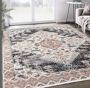 Abani 2'x3' Grey & Beige Medallion Area Rug, Azure Collection Classic Accent Rug Rugs
