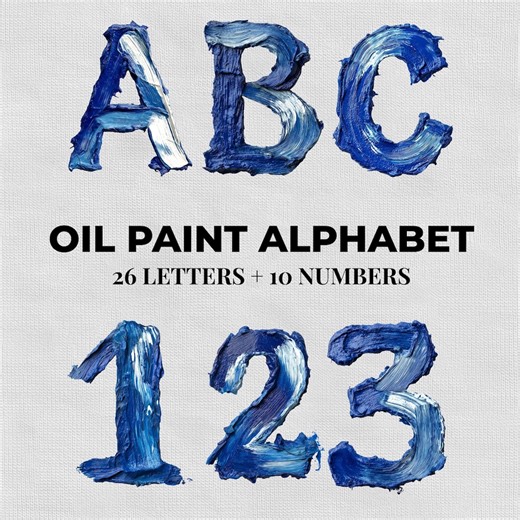 Blue Paint Texture Alphabet Set 36 PNG Files A to Z 0-9 - Etsy