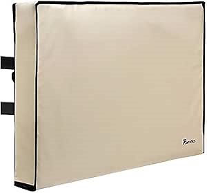 Garnetics Outdoor TV Cover 75 Inch – Waterproof, Weatherproof TV Enclosures with Smart Shield Screen Protectors, Ideal for Outdoor Use, Moving, and Storage - Beige