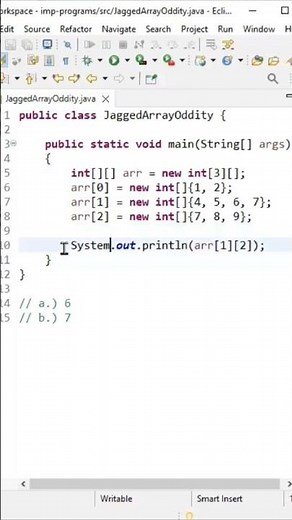 Jagged Array | Guess the output #javainterview #java