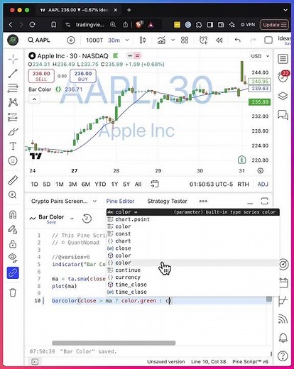 Easy Pine Script Tip: Change Bar Colors in TradingView!