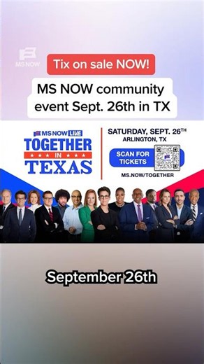 Tickets on sale NOW!: MS NOW community event Sept. 26th in Texas