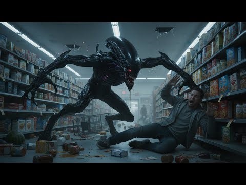 Criminals Trying to Rob a Supermarket Unaware it is an Alien Breeding Ground