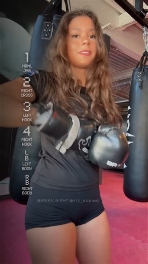 Rate her boxing! Amateur boxer and influencer Erika Nott answers her haters with some heavy bag combinations #boxing #boxingtraining #heavybag | FTC Boxing