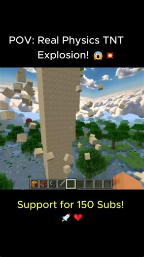 REAL PHYSICS TNT vs Tall Tower! 😱💥 (Satisfying Destruction) #minecraft #shorts #tnt #tranding #fyp