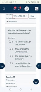 Which of the following is an example of context clues?Select ... | Filo
