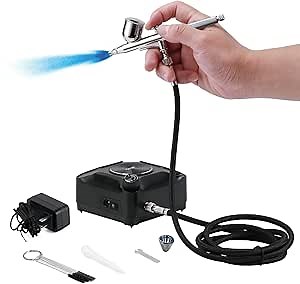 Orcair Air Brush Kit with Compressor,40PSI High Pressure Compressor with Auto Stop,Dual Action Multi-Function Airbrush Compressor with Cleaning Kit for Painting,Craft Model,Nail Art,Makeup,Tattoo