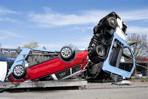 9 supercars tumble off transporter truck in million dollar crash [Video]