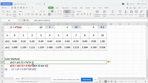 SOLVED:In Exercises 73-78 , use Euler's Method to make a table of values for the approximate solution of the differential equation with the specified initial value. Use n steps of size h . y^'=e^x y,   y(0)=1,   n=10,   h=0.1