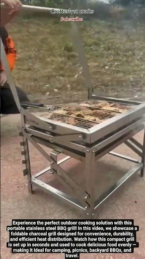 Portable Stainless Steel BBQ Grill Folding Outdoor Charcoal Grill in Action#satisfying #viral #bbq