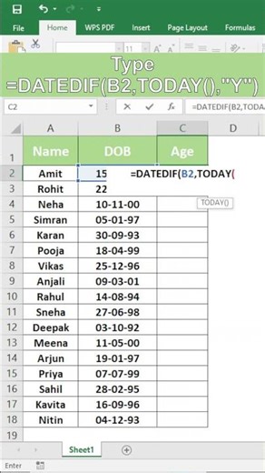 Auto Age Calculator 😱 | Excel Trick (Dynamic)