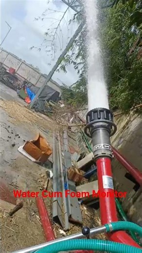 Fire water cum foam monitor testing #fire #construction #firefighter #firefighting #hazardcontrol