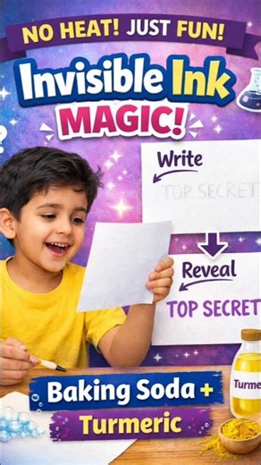 Invisible Ink Magic with Turmeric 😲✨| Secret Message Science Trick 😍| Kids Science Magic at Home 🏠