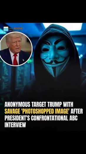#👀 Hacking group Anonymous targets Donald Trump with brutal photoshopped image after tense TV interview 😳The internet erupted after the release of the image — and reactions are pouring in 😮Full story and public response are in the comments below 👇 #worldwide #world | Anonymous movement