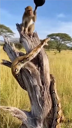 어딜 도망가! 쫓아가서 뱀 대가리 계속 때리는 원숭이 ㅋㅋㅋㅋ