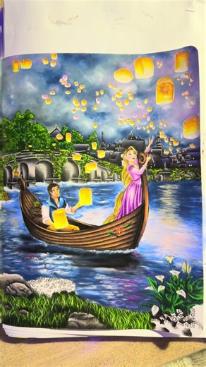 L'eau aux pastel à l'huile #disney #art #dessin