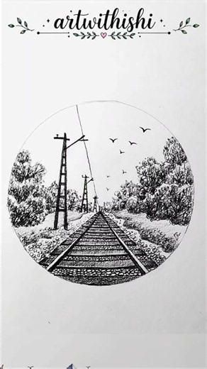 The Most Satisfying Railway Track Pencil Drawing You'll Watch ✏️ #Shorts #railwayart #pencilart
