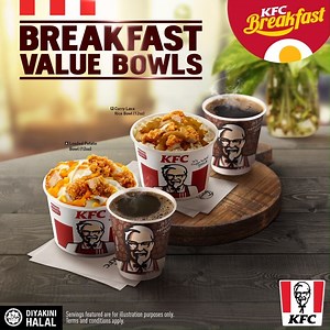 Power through your mornings with the KFC Loaded Potato Bowl or Curry Lava Rice Bowl! Now served in breakfast-sized portions, have it on-the-go now from only RM5.50 at your nearest KFC Breakfast outlet! | KFC