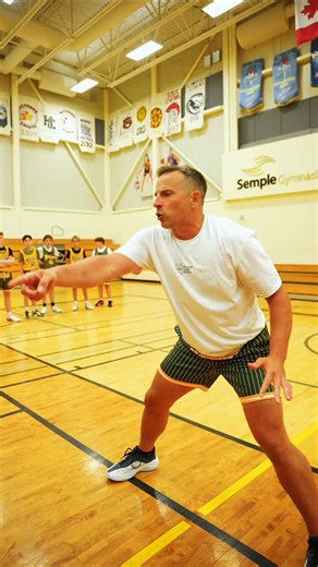 Acadia @axewomenbb Head Coach Len Harvey leading individual defense at camp yesterday. World class instruction for the world 🏀🌎 | Golden Ticket Sports