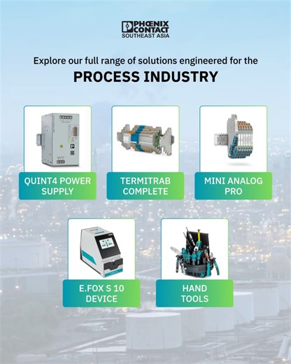 ⏰ When every minute of downtime costs, you don’t have time for unreliable components. From reliable power supplies to signal integrity and fast, fuss-free wiring, these five essentials from Phoenix Contact are built to keep your process infrastructure running smoothly, even in the toughest environments. ⚙️ 🔧 Explore the tools that make uptime the norm, not the exception. #PhoenixContact #ProcessIndustry | Phoenix Contact SEA