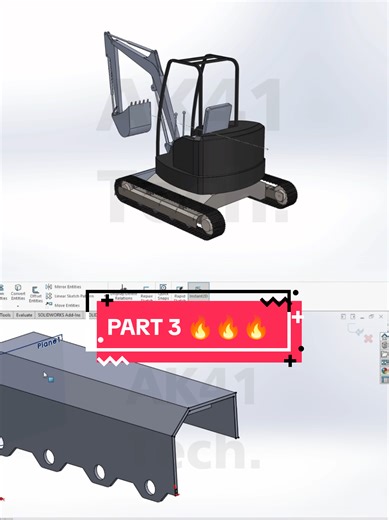 Part 3 > Solidworks Tutorial Exercise - Komatsu PC60 #excavator #mining #mechanicalengineering #mechanical #solidworkstutorial #solidworks #dassault #inventor #autodesk #catia #mastercam #cam #fyp