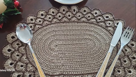 Crochet Pattern – Oval Placemat With Decorative Fan Edge – Easy PDF Pattern   Video Tutorial, - Etsy