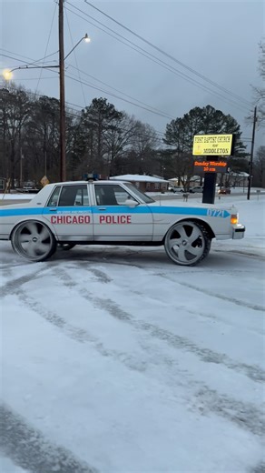 Box Chevy King on Instagram: "Chicago Police Box Hits Different On Them 28s🔥In The Snow ⛄️.. They Ain’t Stopping Us 😂‼️ #bck #box #king #chevy #giveaway #alert #explore #fyp #forgiato #wheels #chi #chicago #police #snow #donuts"