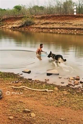 village scene, dog was barking at a giant snake or python, girl frightened.