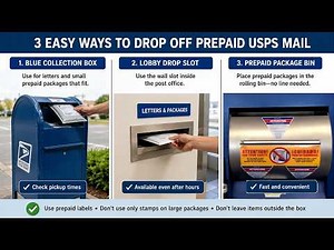 USPS How Drop off Prepaid Mail Packages or Letters in Outdoor Blue Collection BOX Inside Bin NO LINE